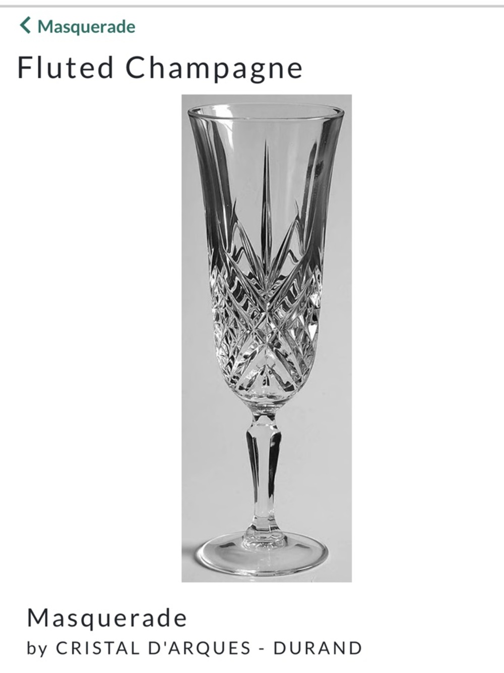 New in box with stickers on them Masquerade Clear Crystal Fluted Champagne (6)